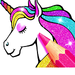 Hry pre dievčatá Unicorn Coloring Book Glitter